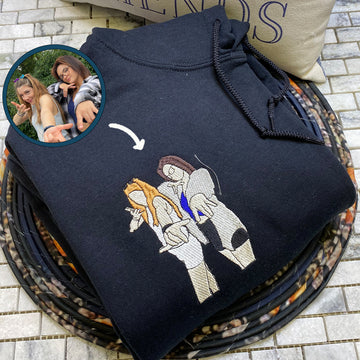 Custom Embroidered Best Friends Hoodie with Photo & Name - Personalized Friendship Gift