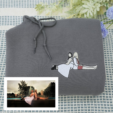 Custom Embroidered Aunt Portrait Hoodie - Personalized Aunt Gift
