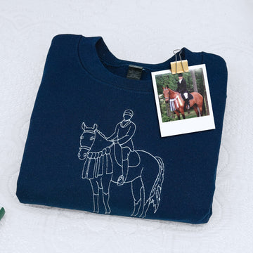 Custom Embroidered Horse Outline Hoodie from Photo - Personalized Horse Lover Gift