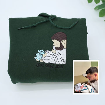 Custom Embroidered Daughter Portrait Photo Hoodie - Personalized Gift for Daughter