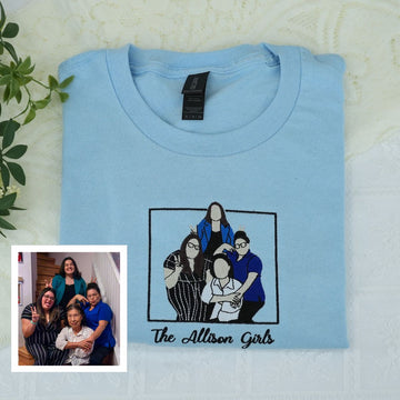 Custom Embroidered Grammy Portrait Hoodie - Personalized Grandma Gift