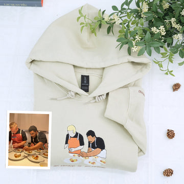 Custom Embroidered Uncle Portrait Hoodie - Personalized Uncle Gift