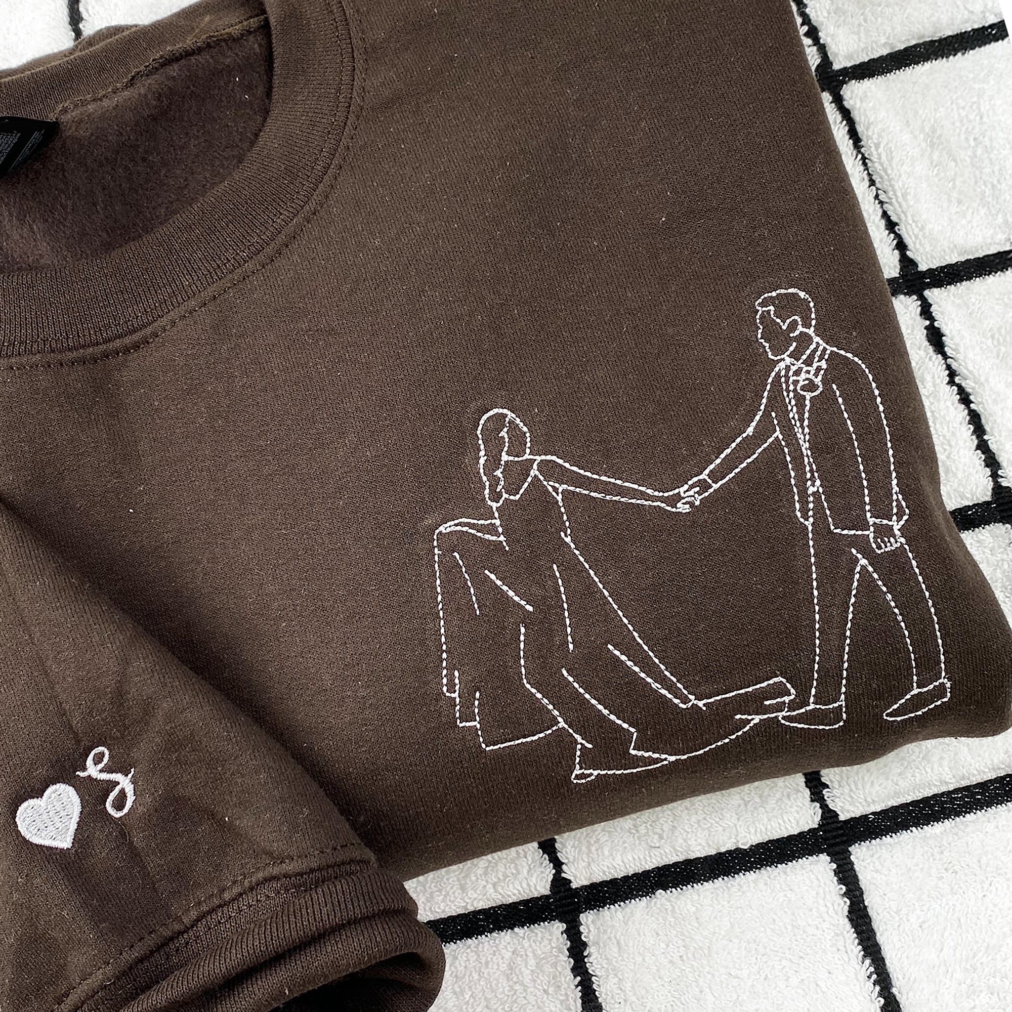 Custom Embroidered Wedding Portrait Hoodie - Personalized Couple Engagement Gift