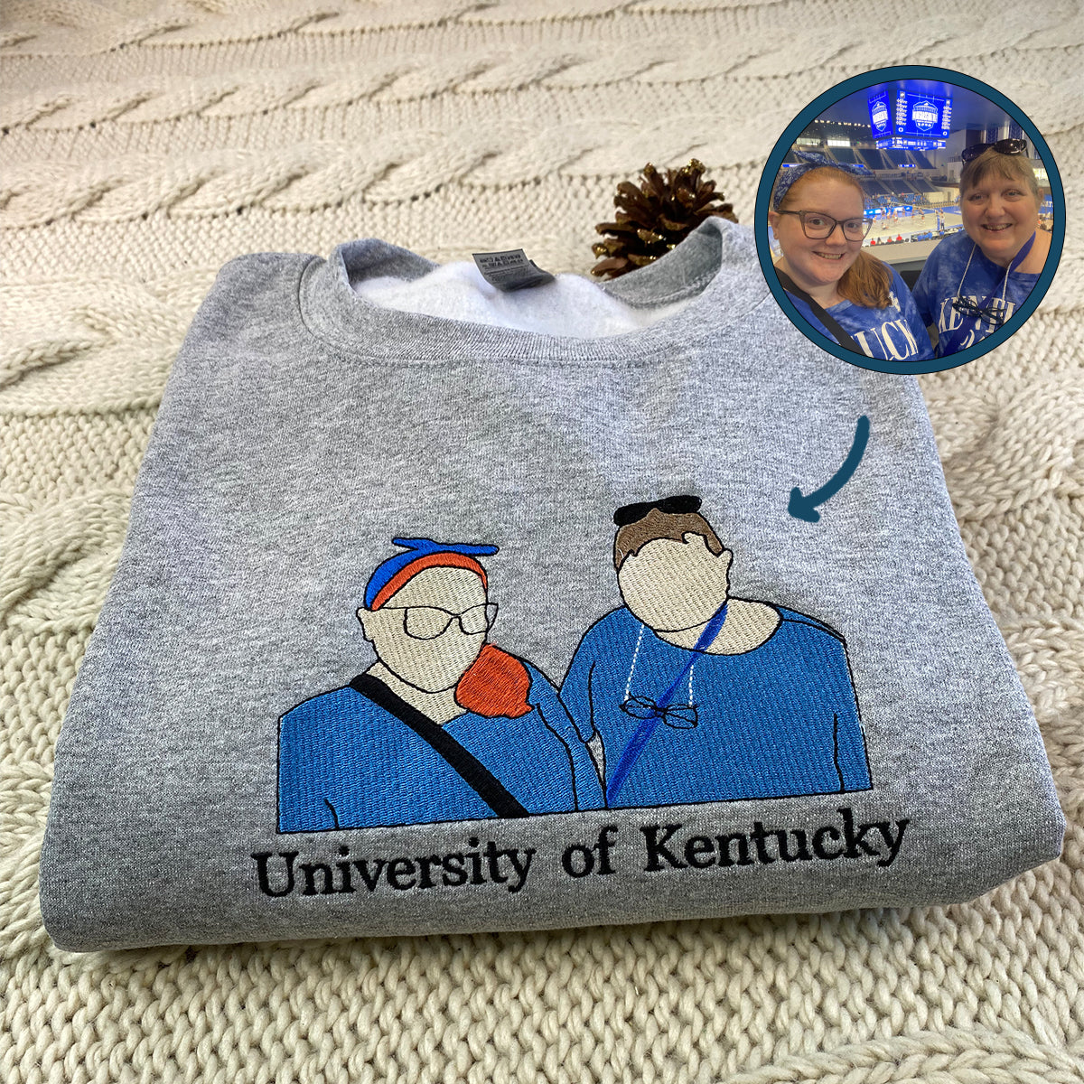 Custom Embroidered Best Friends Hoodie with Photo & Name - Personalized Friendship Gift