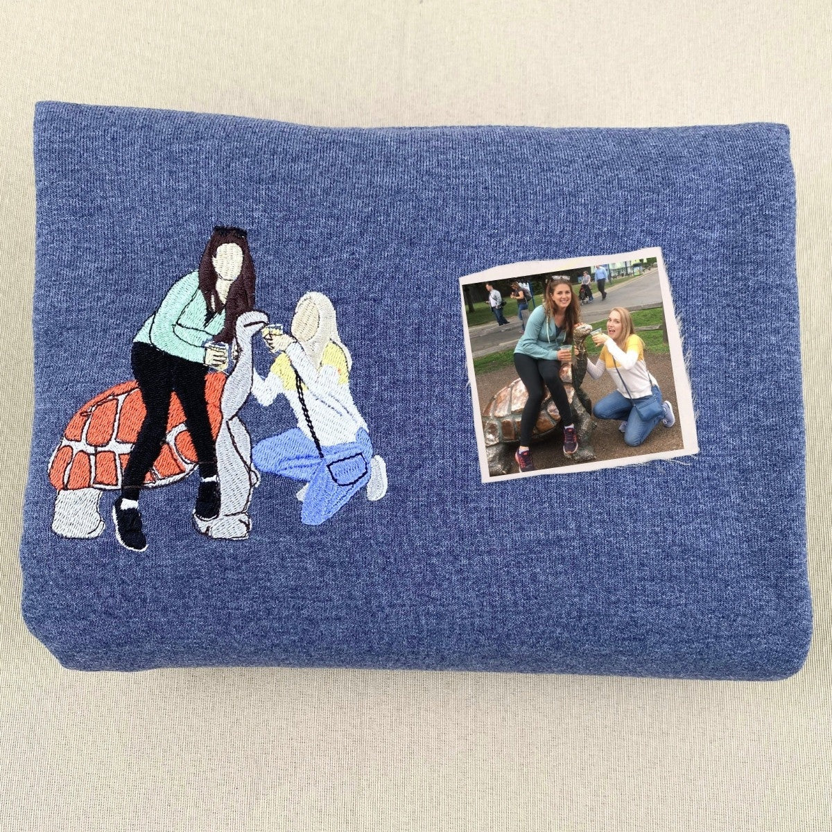 Custom Embroidered Best Friends Hoodie with Photo & Name - Personalized Friendship Gift