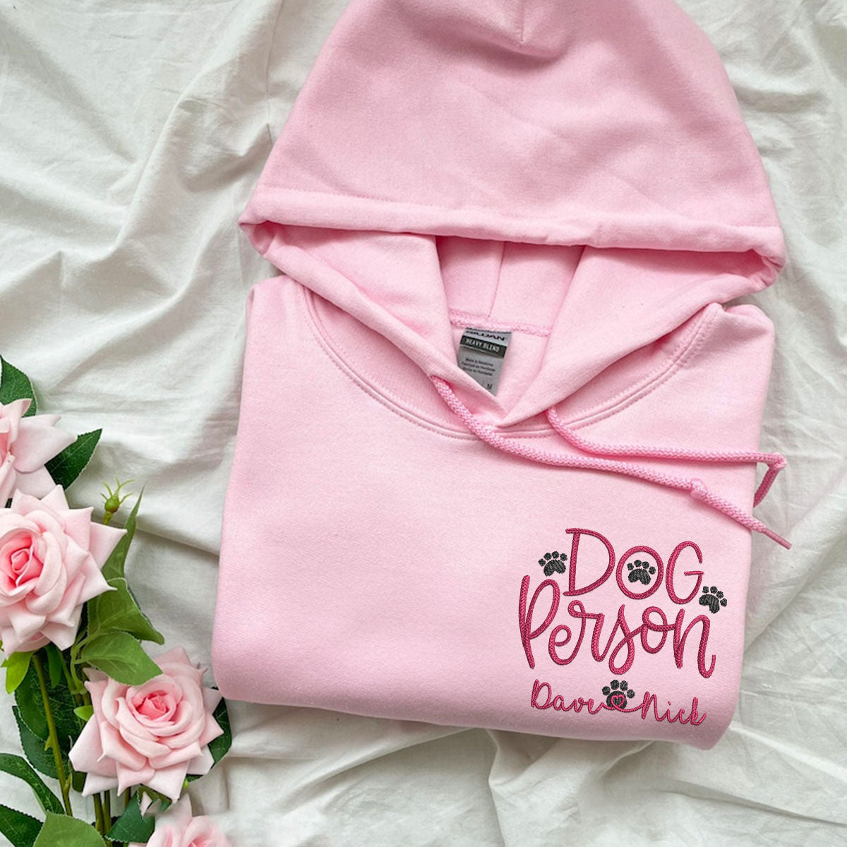 Custom Embroidered Dog Person Hoodie with Pet Names - Personalized Dog Lover Gift