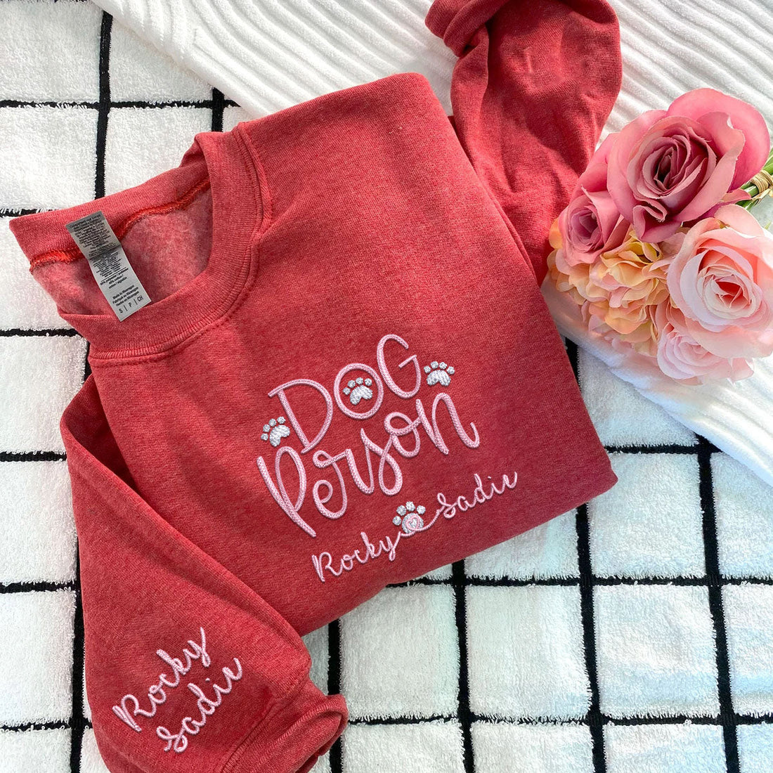 Custom Embroidered Dog Person Sweatshirt with Pet Names - Personalized Dog Lover Gift