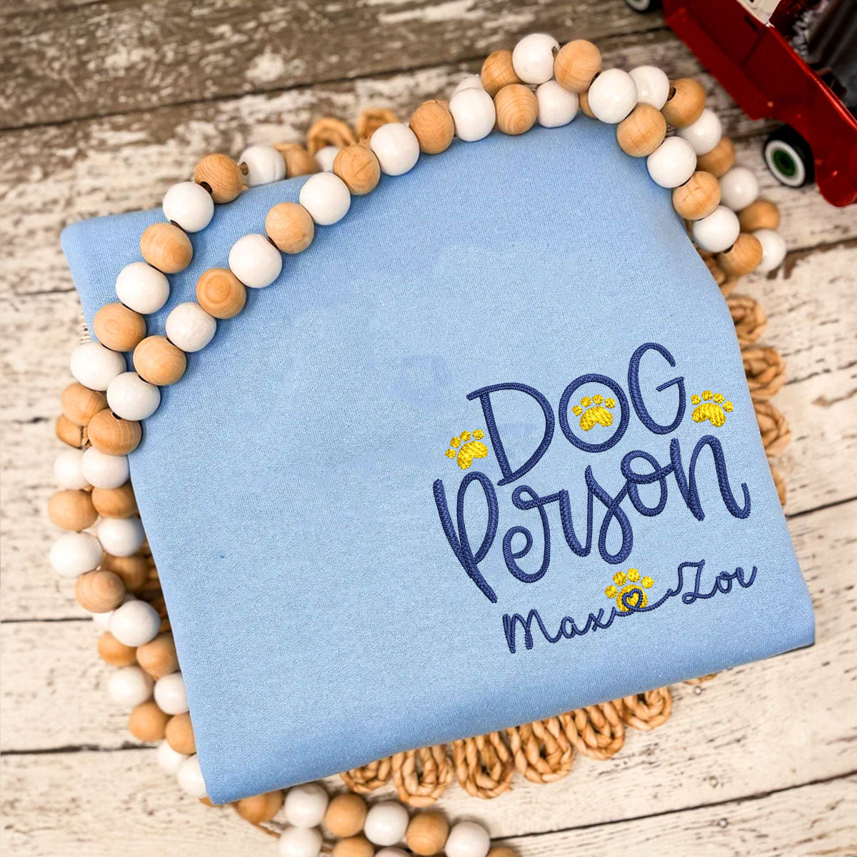 Custom Embroidered Dog Person Sweatshirt with Pet Names - Personalized Dog Lover Gift