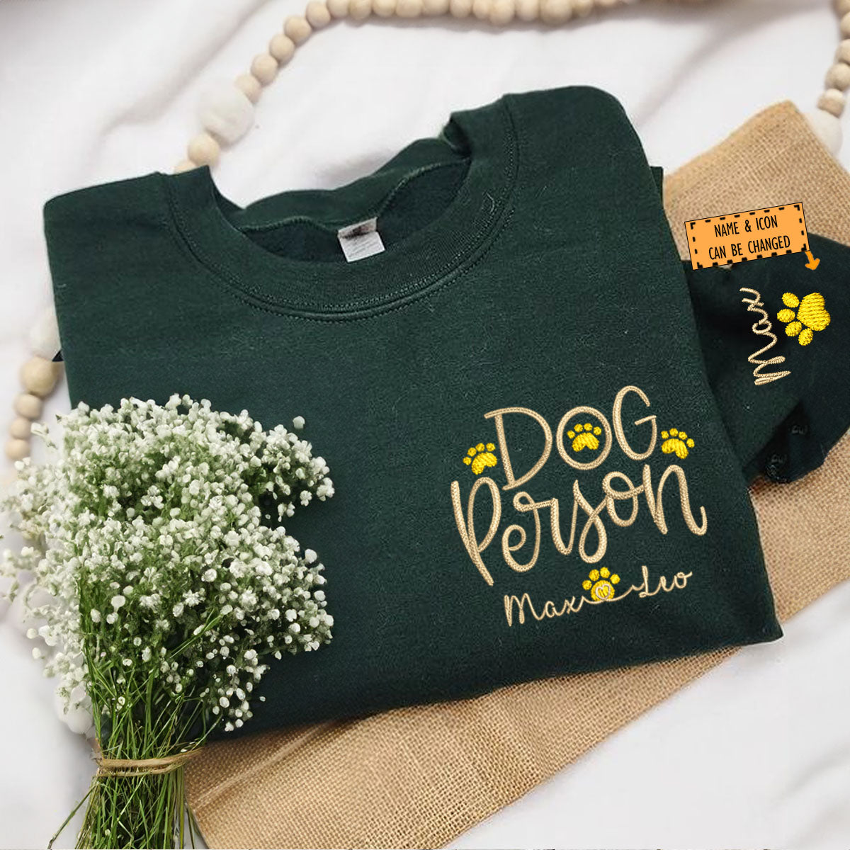 Custom Embroidered Dog Person Sweatshirt with Pet Names - Personalized Dog Lover Gift