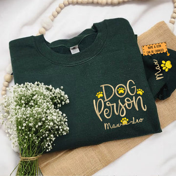 Custom Embroidered Dog Person Sweatshirt with Pet Names - Personalized Dog Lover Gift