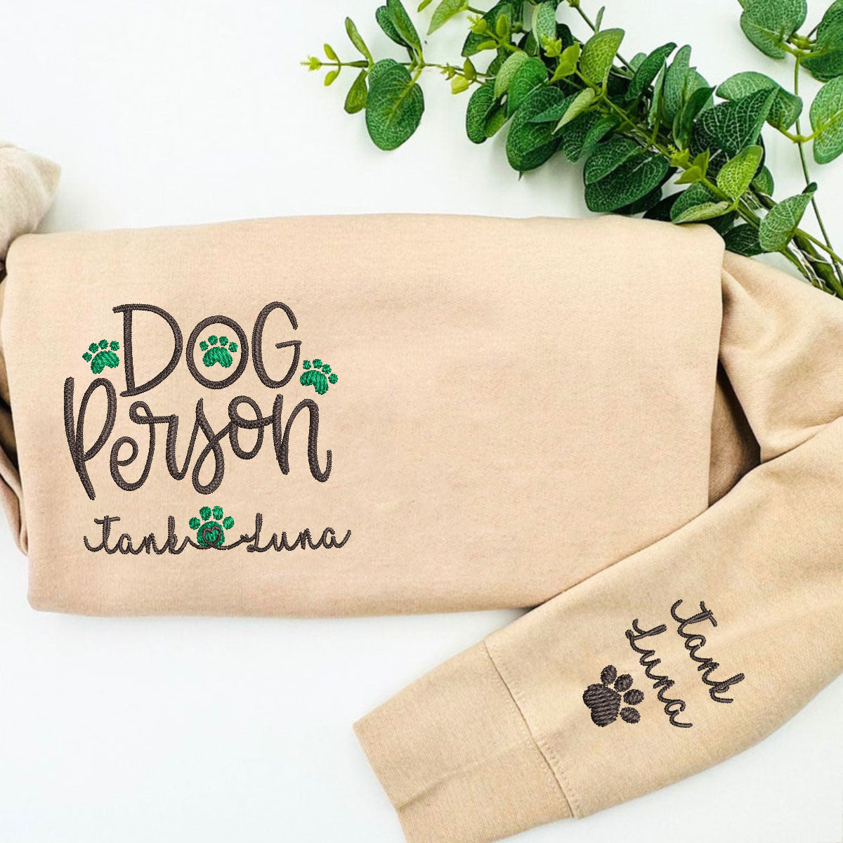 Custom Embroidered Dog Person Sweatshirt with Pet Names - Personalized Dog Lover Gift
