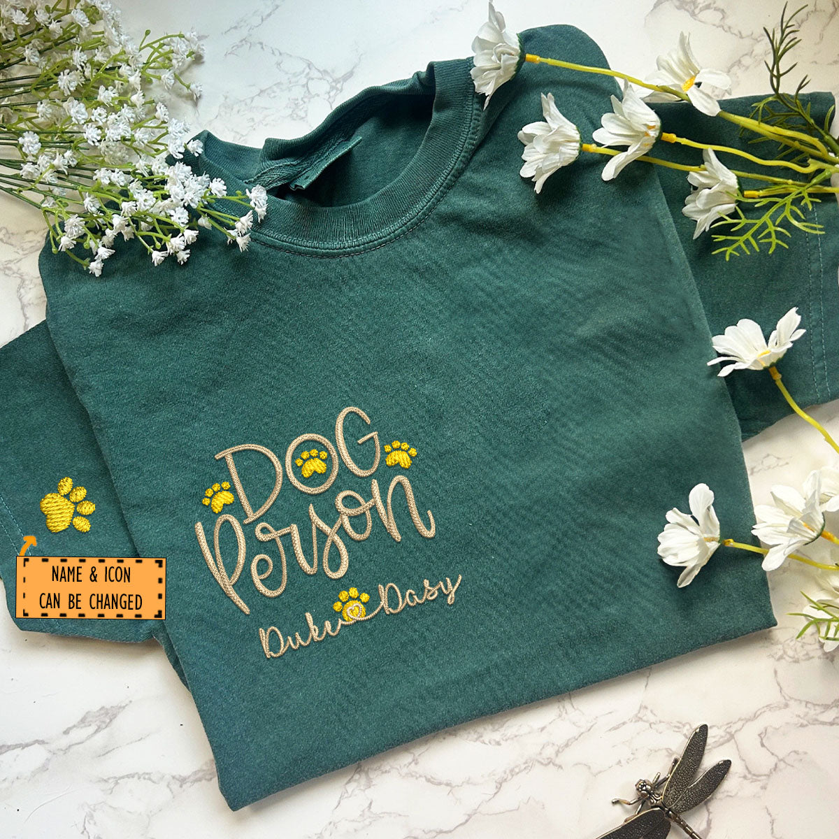 Custom Embroidered Dog Person T-Shirt with Pet Names - Personalized Dog Lover Gift