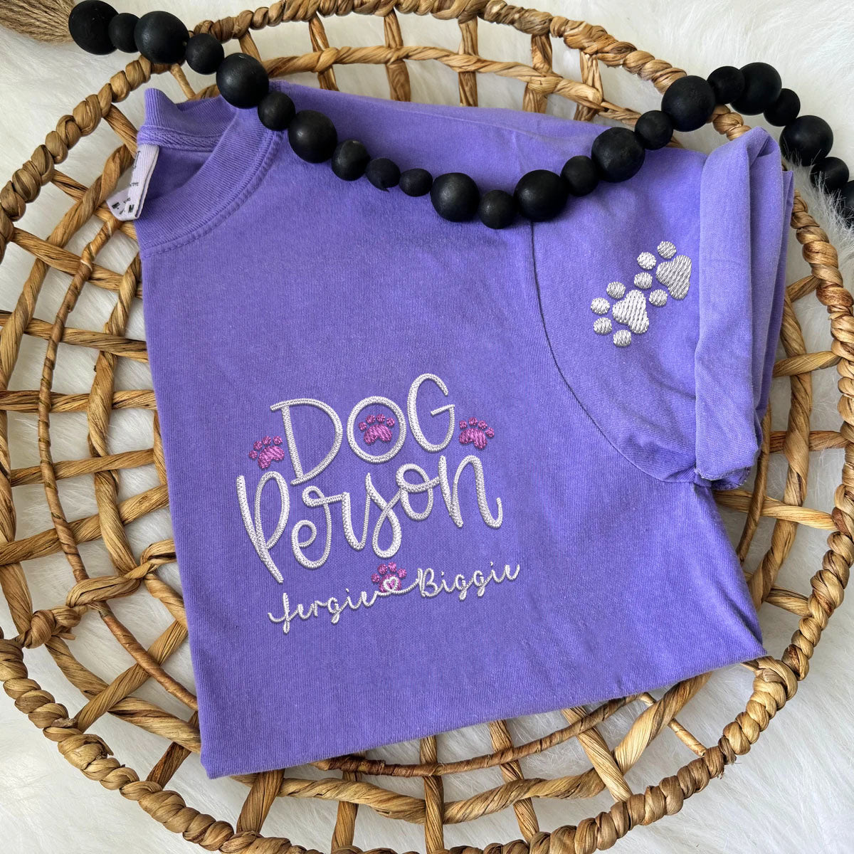 Custom Embroidered Dog Person T-Shirt with Pet Names - Personalized Dog Lover Gift