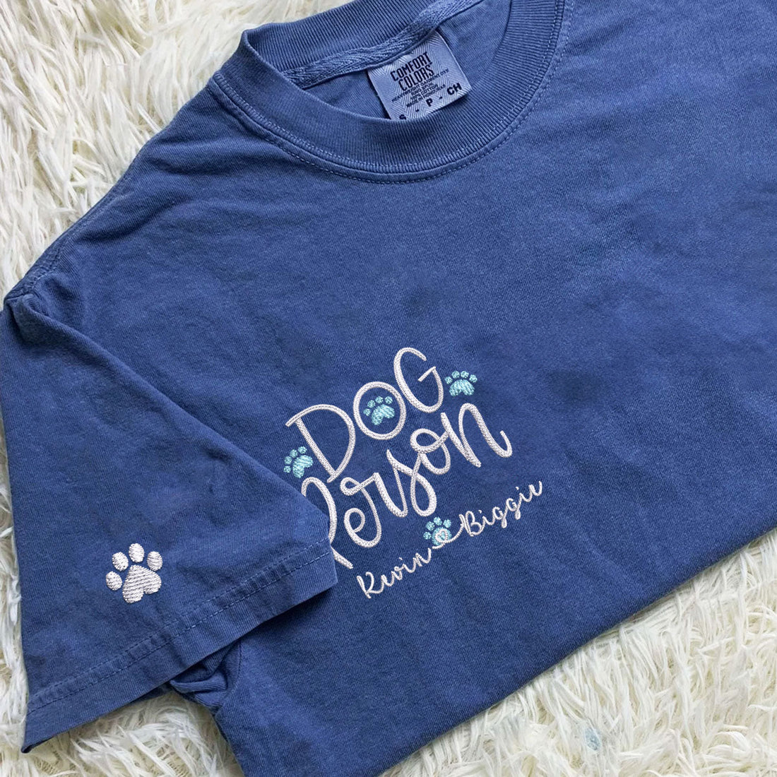 Custom Embroidered Dog Person T-Shirt with Pet Names - Personalized Dog Lover Gift