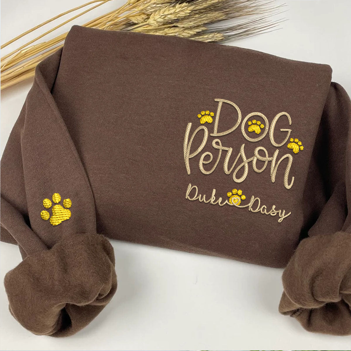 Custom Embroidered Dog Person Sweatshirt with Pet Names - Personalized Dog Lover Gift