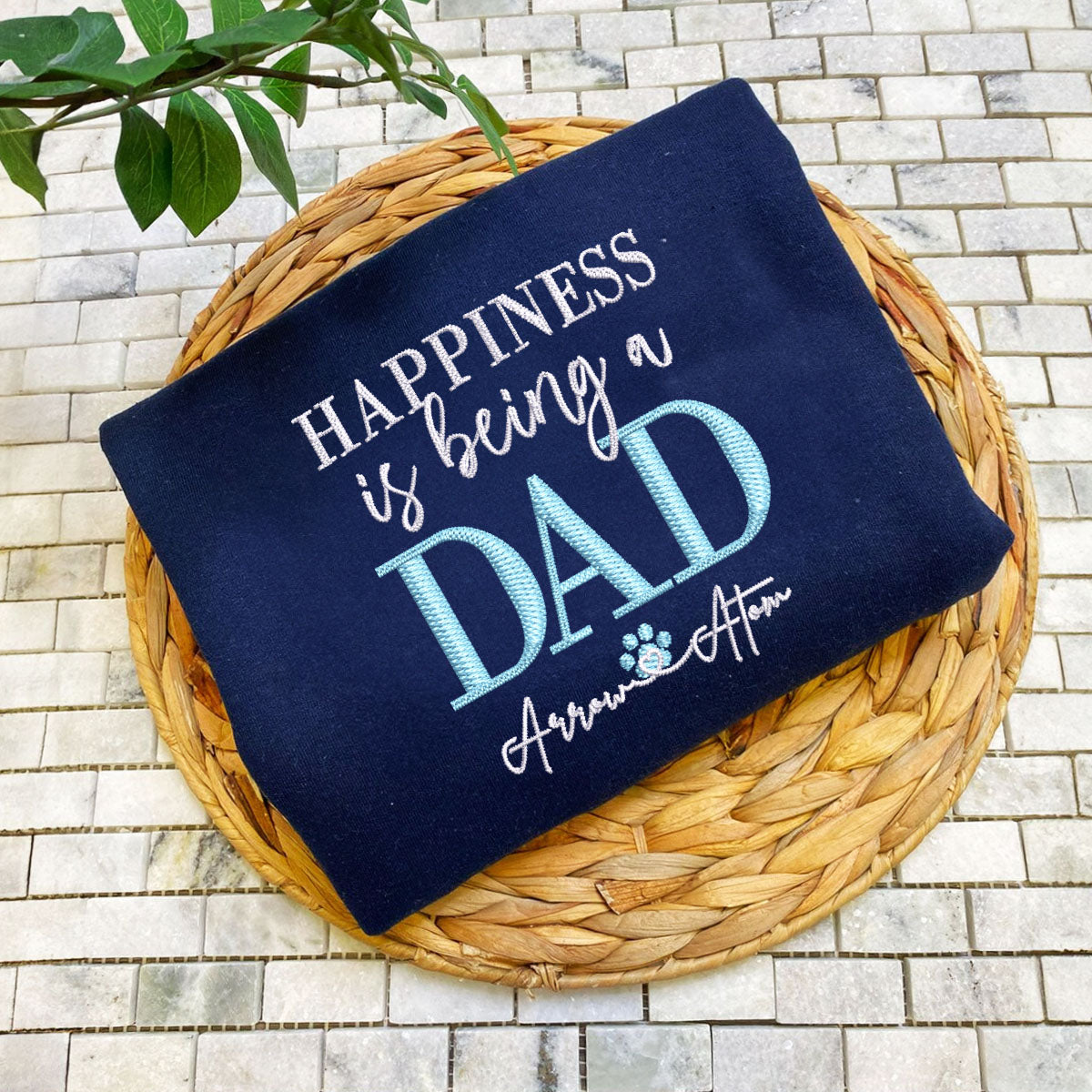 Custom Embroidered Dad Sweatshirt with Kids Names - Personalized Father's Day Gift Hoodie
