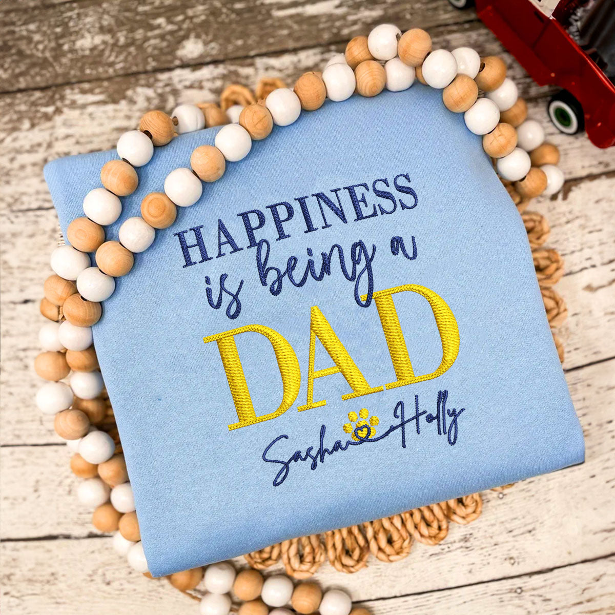 Custom Embroidered Dad Sweatshirt with Kids Names - Personalized Father's Day Gift Hoodie