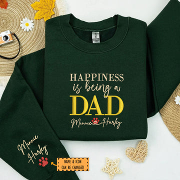 Custom Embroidered Dad Sweatshirt with Kids Names - Personalized Father's Day Gift Hoodie