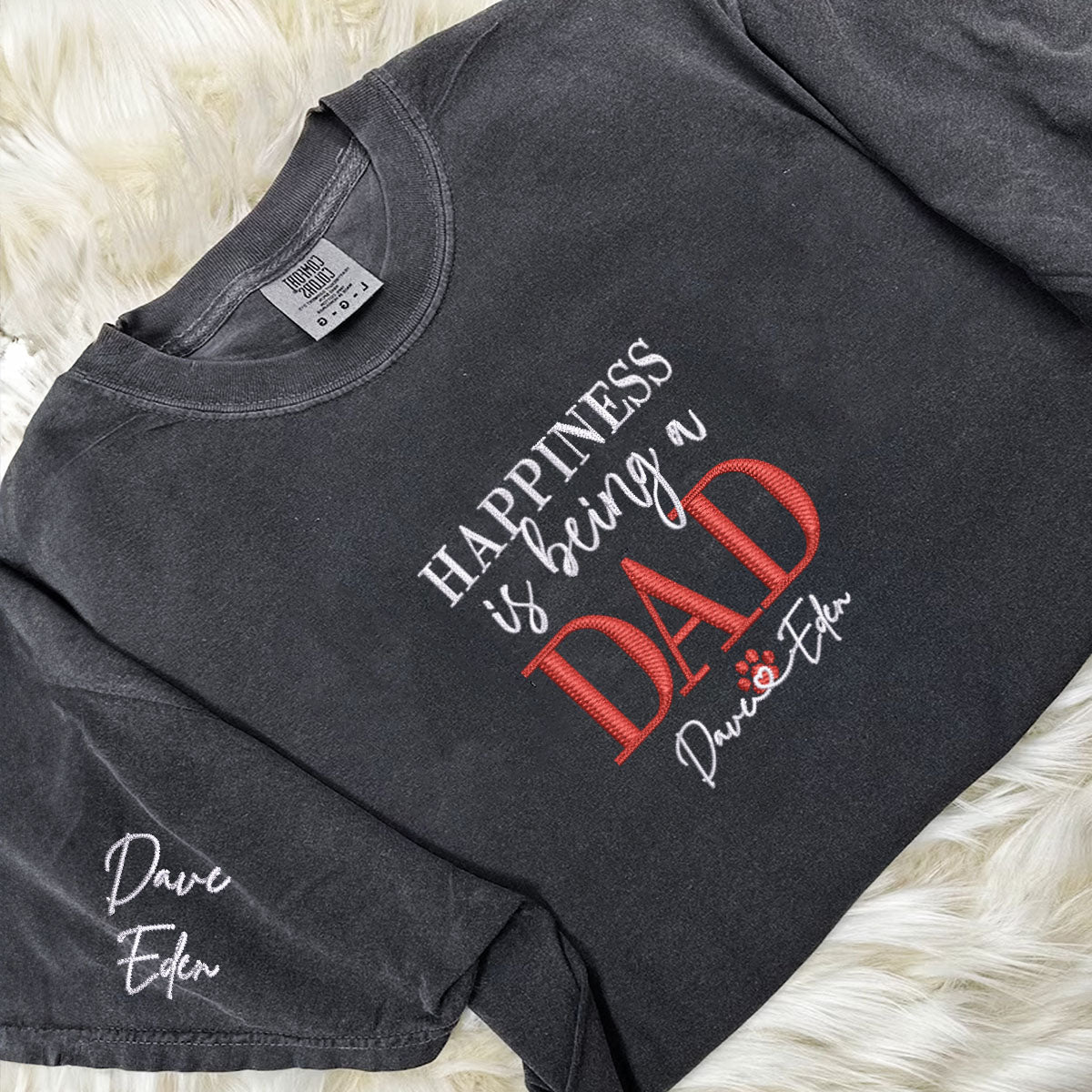 Custom Embroidered Dad T-Shirt with Kids Names - Personalized Father's Day Gift Tee