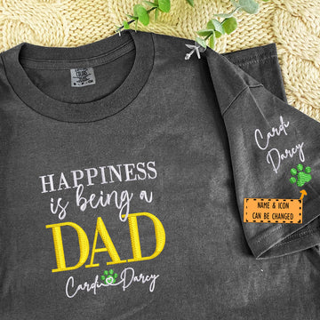 Custom Embroidered Dad T-Shirt with Kids Names - Personalized Father's Day Gift Tee