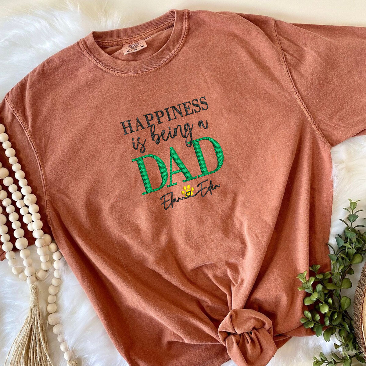 Custom Embroidered Dad T-Shirt with Kids Names - Personalized Father's Day Gift Tee