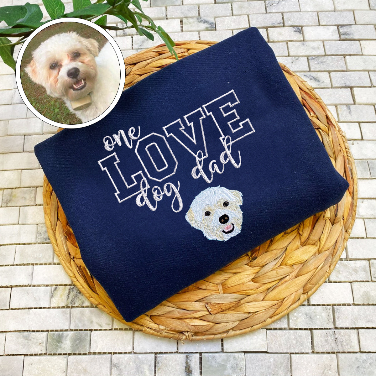 Custom Embroidered One Love Dog Dad Hoodie - Personalized Pet Father Gift