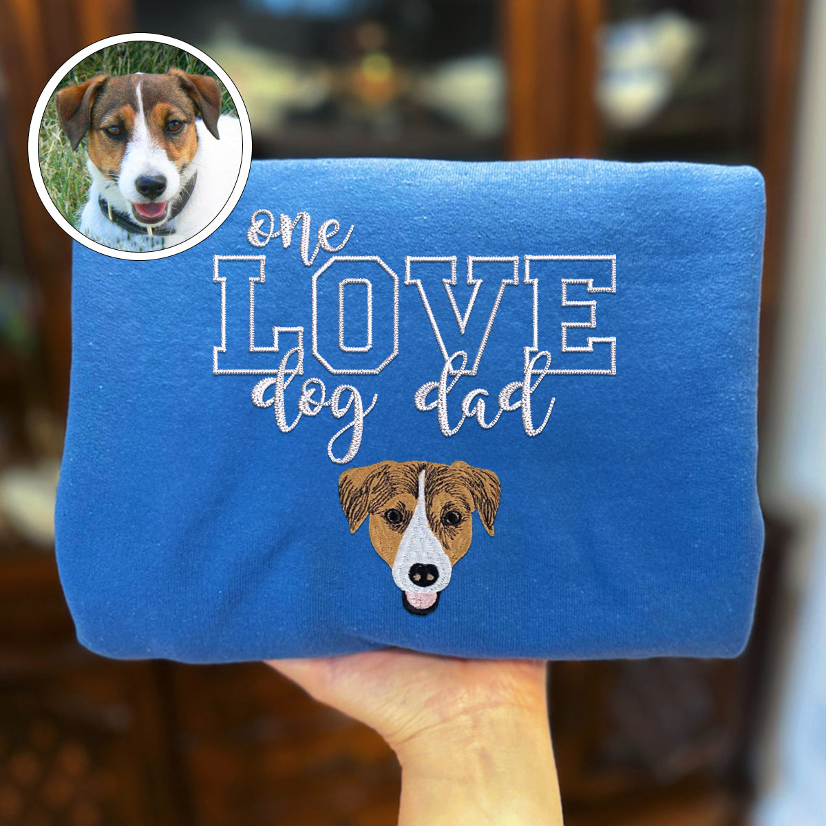Custom Embroidered One Love Dog Dad Hoodie - Personalized Pet Father Gift
