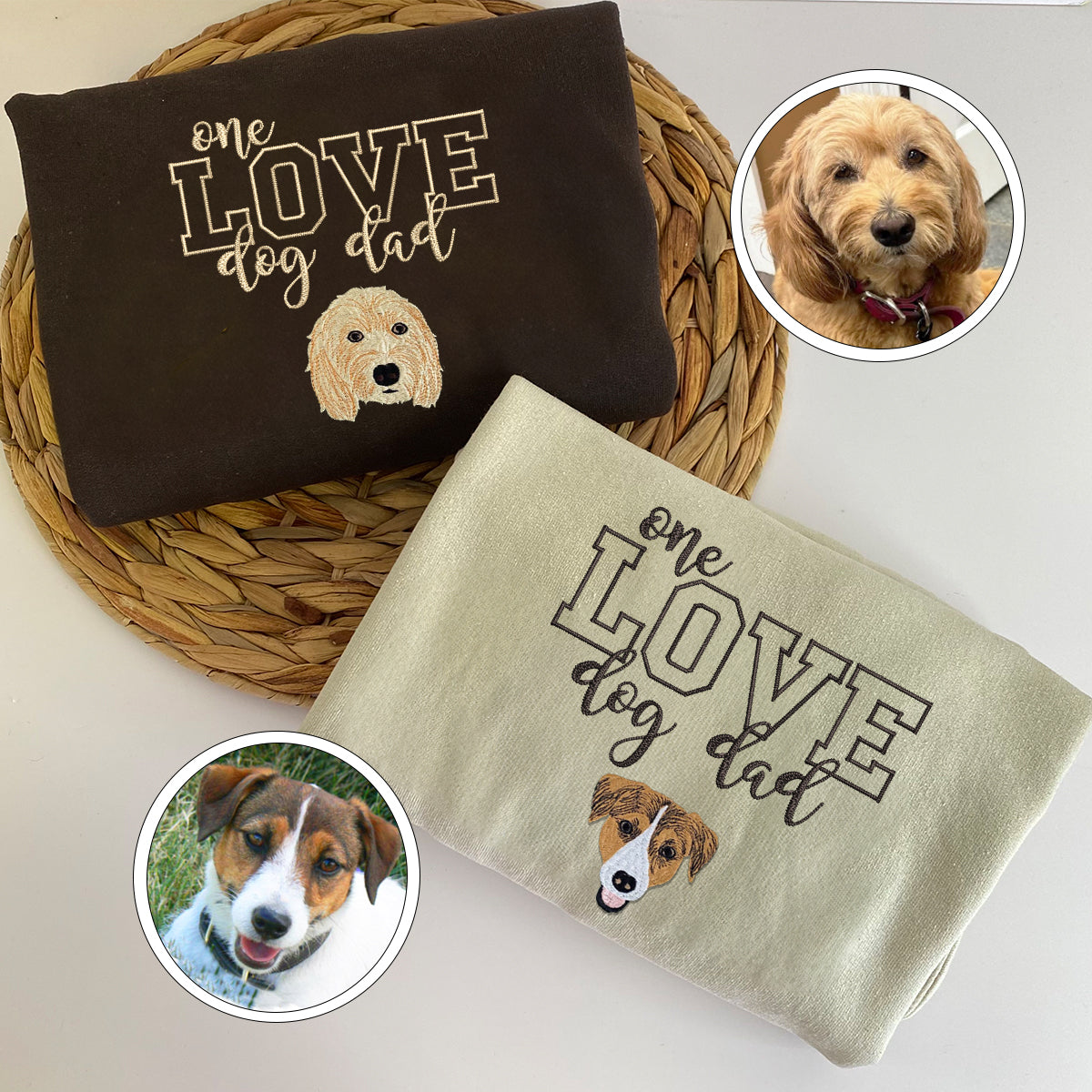 Custom Embroidered One Love Dog Dad Hoodie - Personalized Pet Father Gift