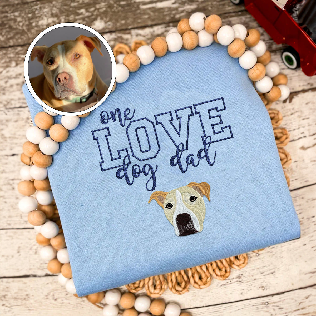 Custom Embroidered One Love Dog Dad Hoodie - Personalized Pet Father Gift