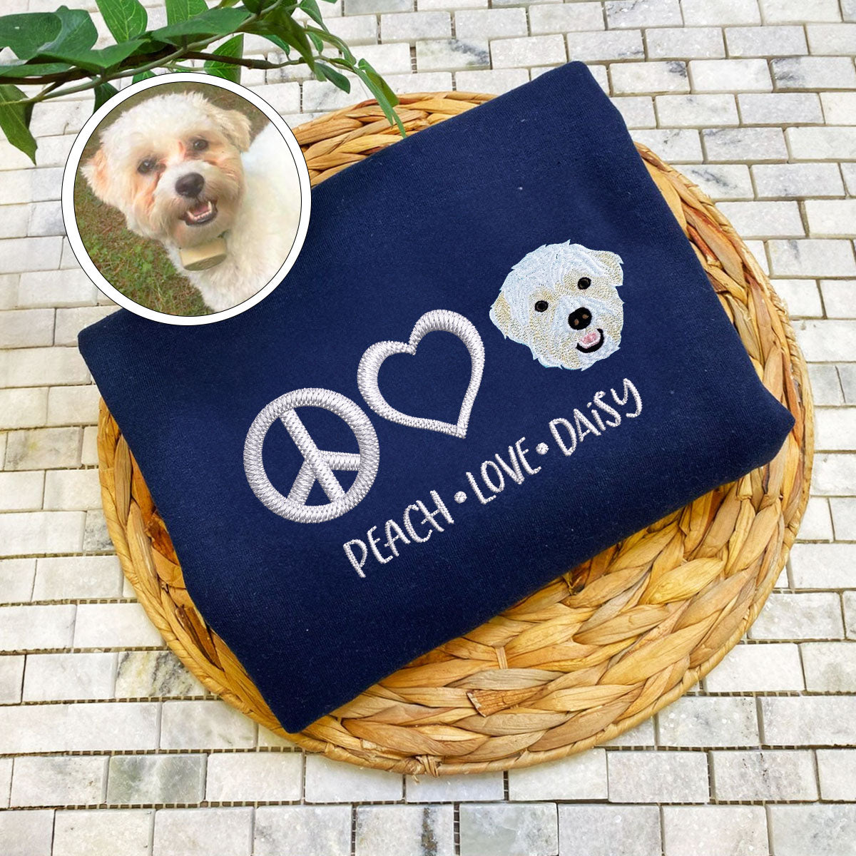 Custom Embroidered Peace Love Pet Sweatshirt with Names - Personalized Pet Lover Gift