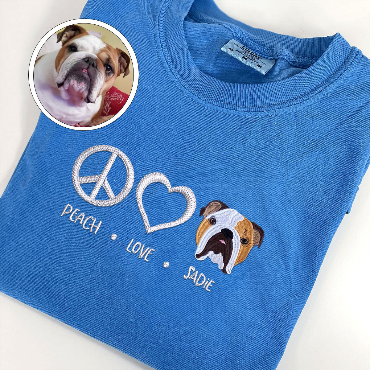 Custom Embroidered Peace Love Pet T-Shirt with Names - Personalized Pet Lover Gift