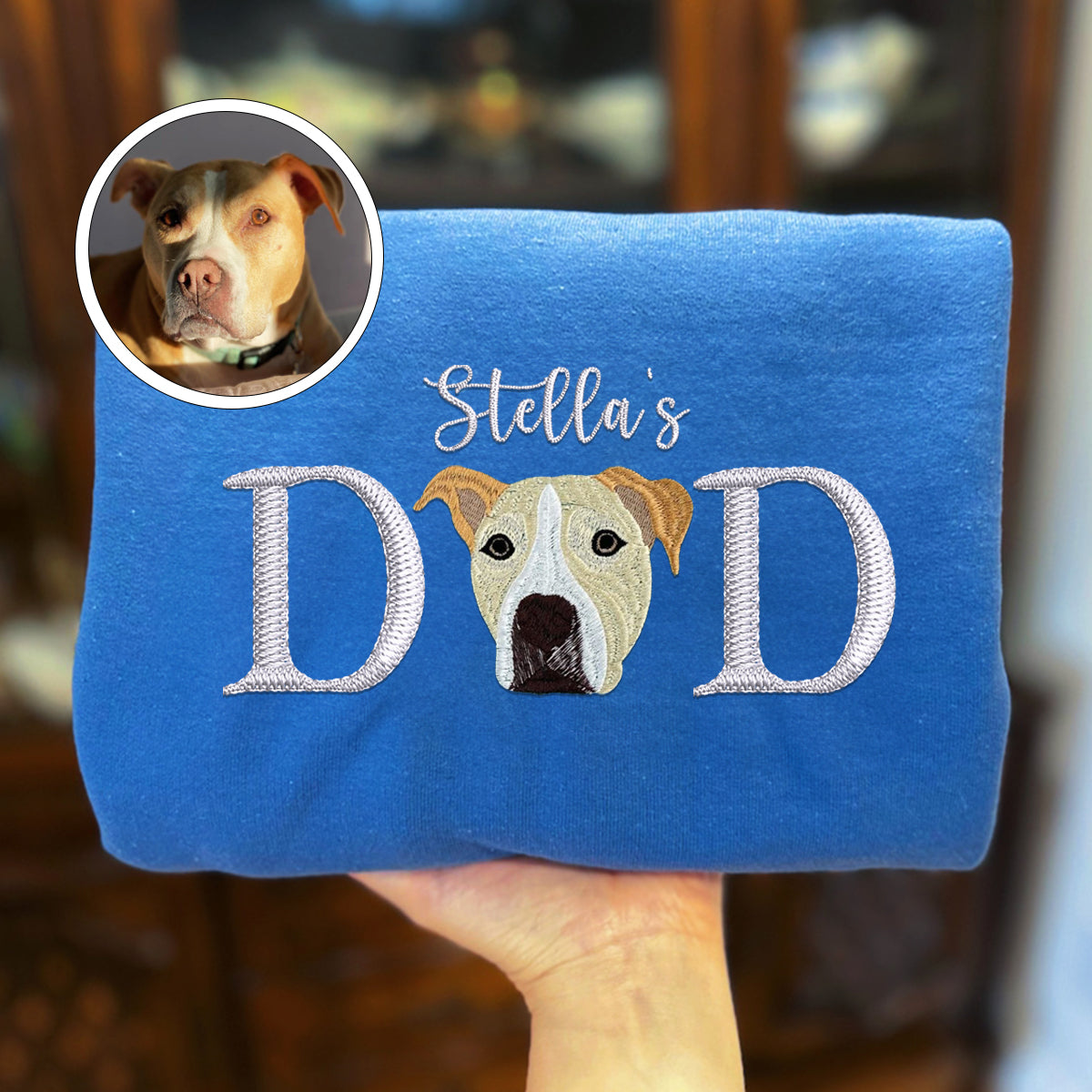 Custom Embroidered Pet Dad Hoodie with Pet Name - Personalized Dog Father Gift