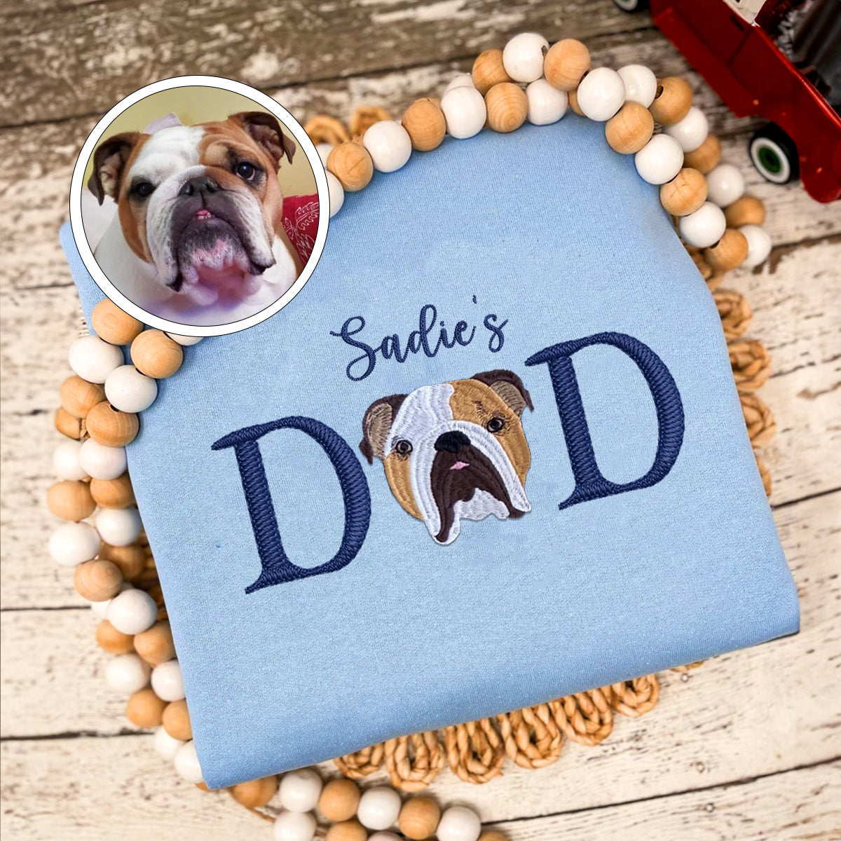 Custom Embroidered Pet Dad Hoodie with Pet Name - Personalized Dog Father Gift