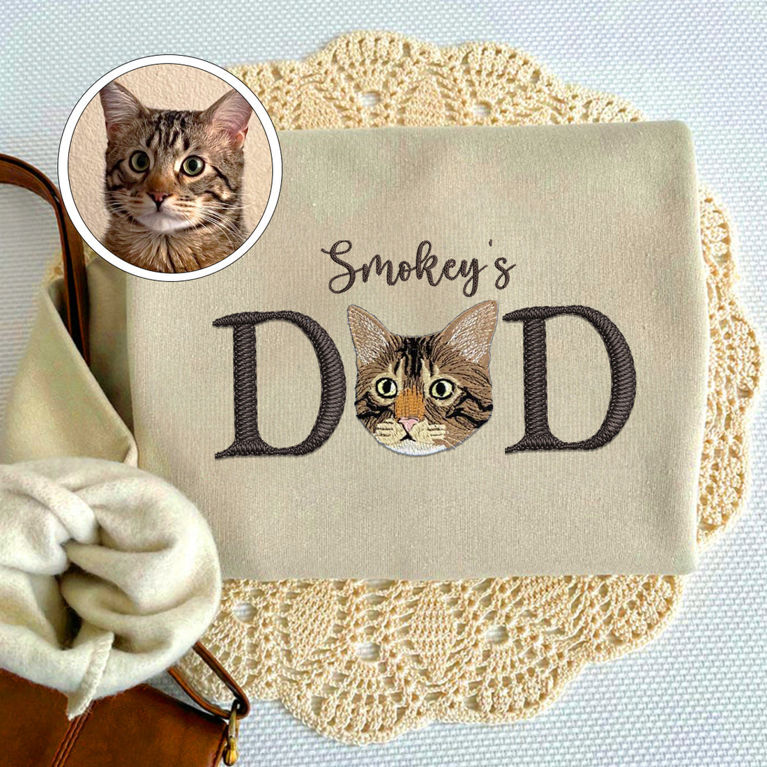 Custom Embroidered Pet Dad Hoodie with Pet Name - Personalized Dog Father Gift