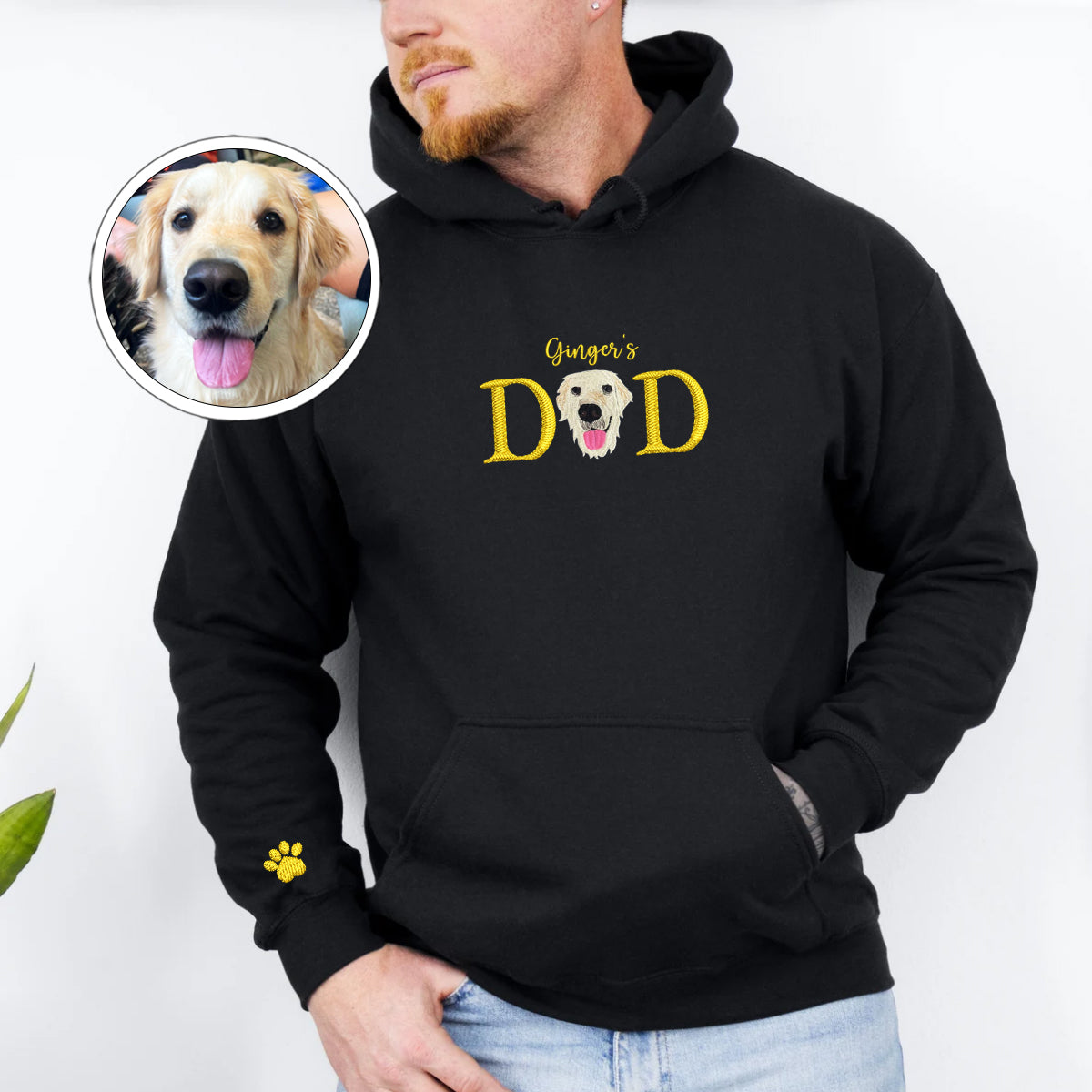 Custom Embroidered Pet Dad Hoodie with Pet Name - Personalized Dog Father Gift