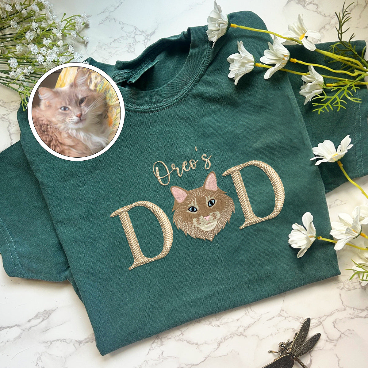 Custom Embroidered Pet Dad T-Shirt with Pet Name - Personalized Dog Father Gift