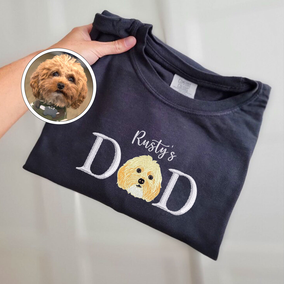 Custom Embroidered Pet Dad T-Shirt with Pet Name - Personalized Dog Father Gift