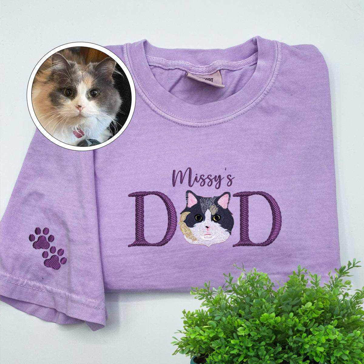 Custom Embroidered Pet Dad T-Shirt with Pet Name - Personalized Dog Father Gift