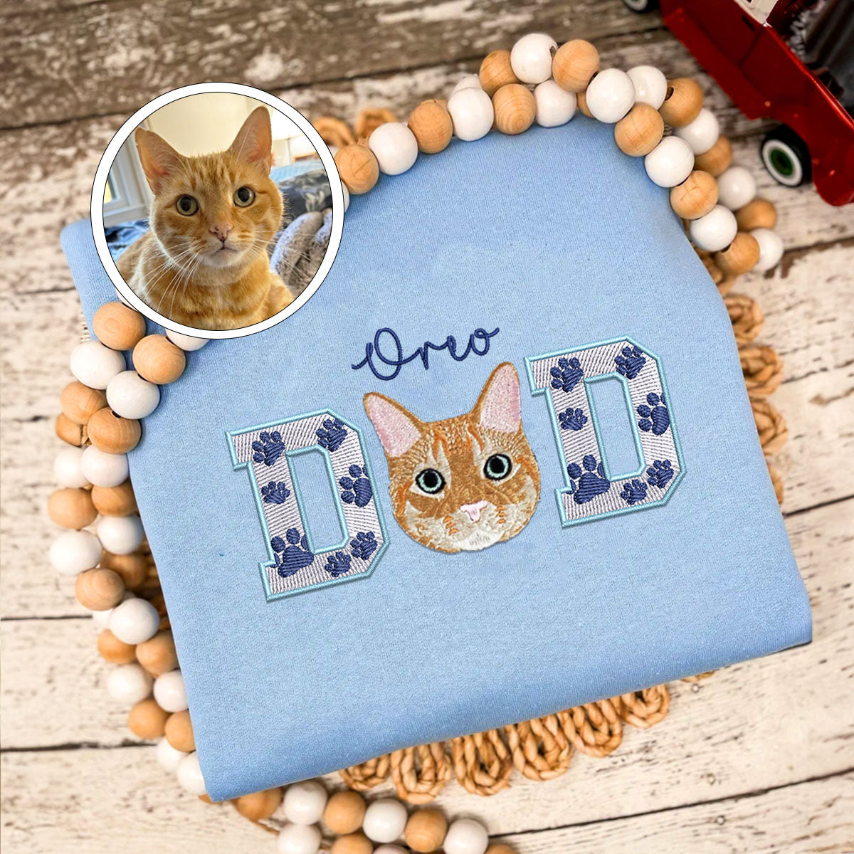 Custom Embroidered Pet Dad Sweatshirt with Pet Photo - Personalized Dog Father Gift