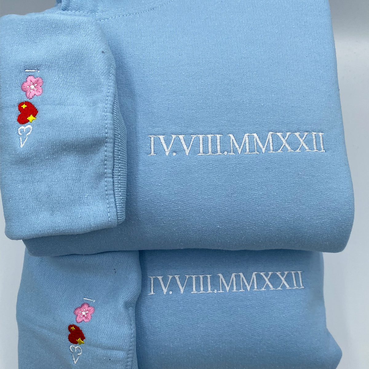 Custom Embroidered Anniversary Hoodie with Roman Numeral Date - Personalized Couple Gift