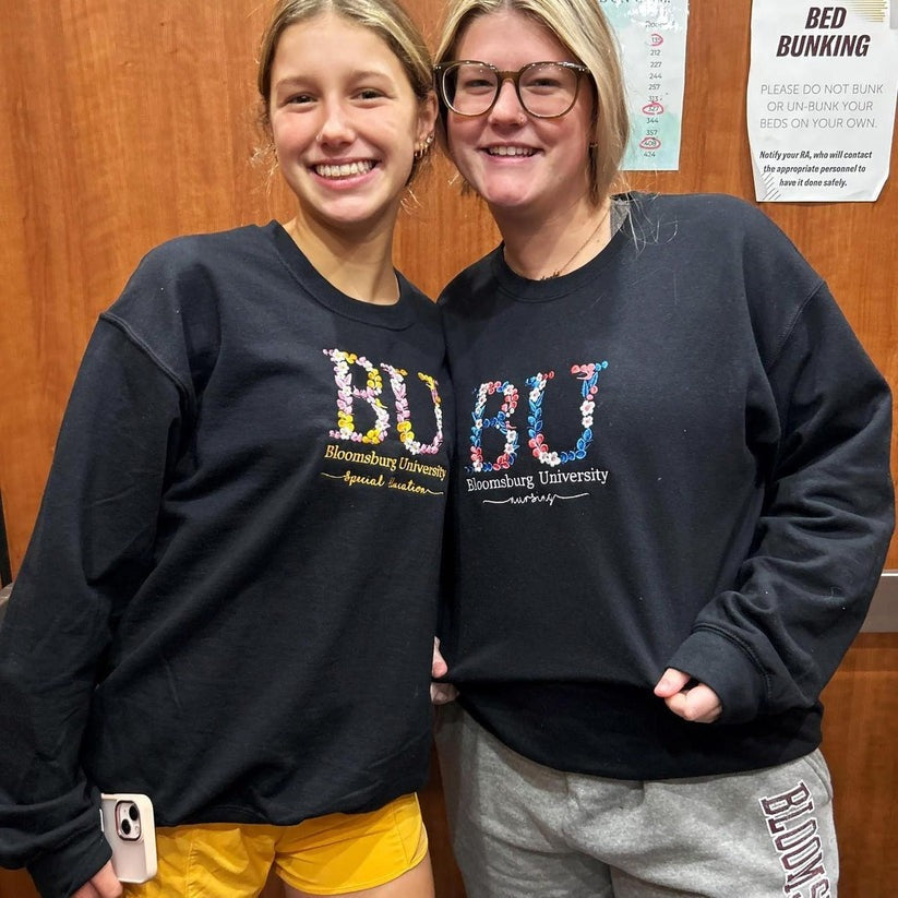 Custom Embroidered University Hoodie with Floral Letter - Personalized College Gift