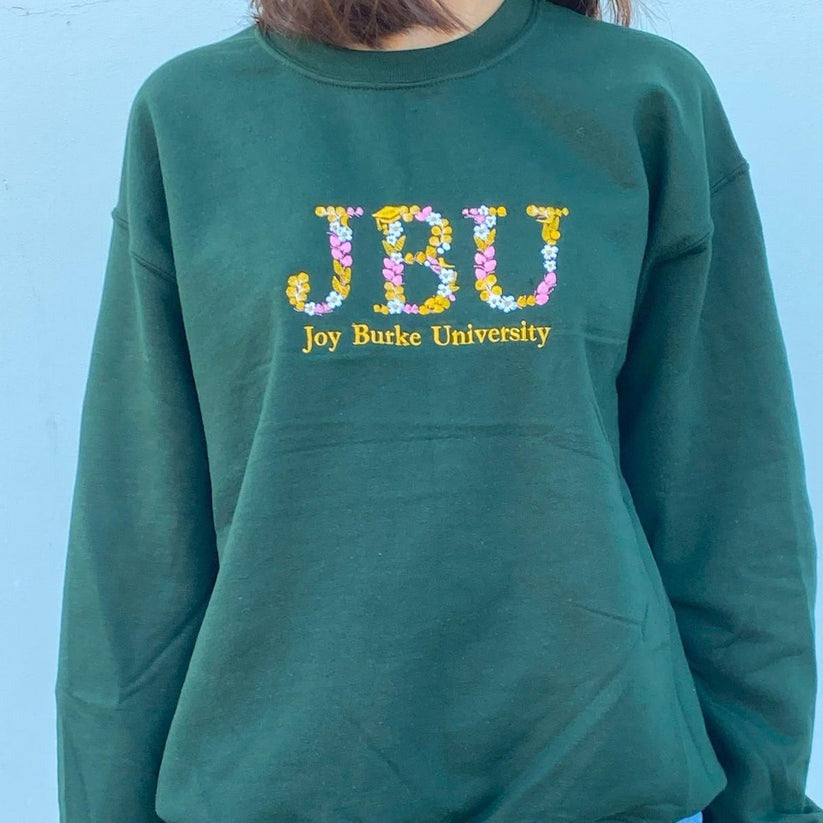 Custom Embroidered University Hoodie with Floral Letter - Personalized College Gift