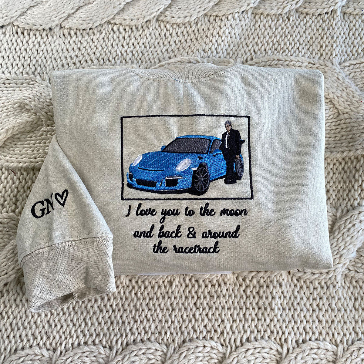 Custom Embroidered Car Portrait Hoodie - Personalized Vehicle Photo Gift for Car Lovers