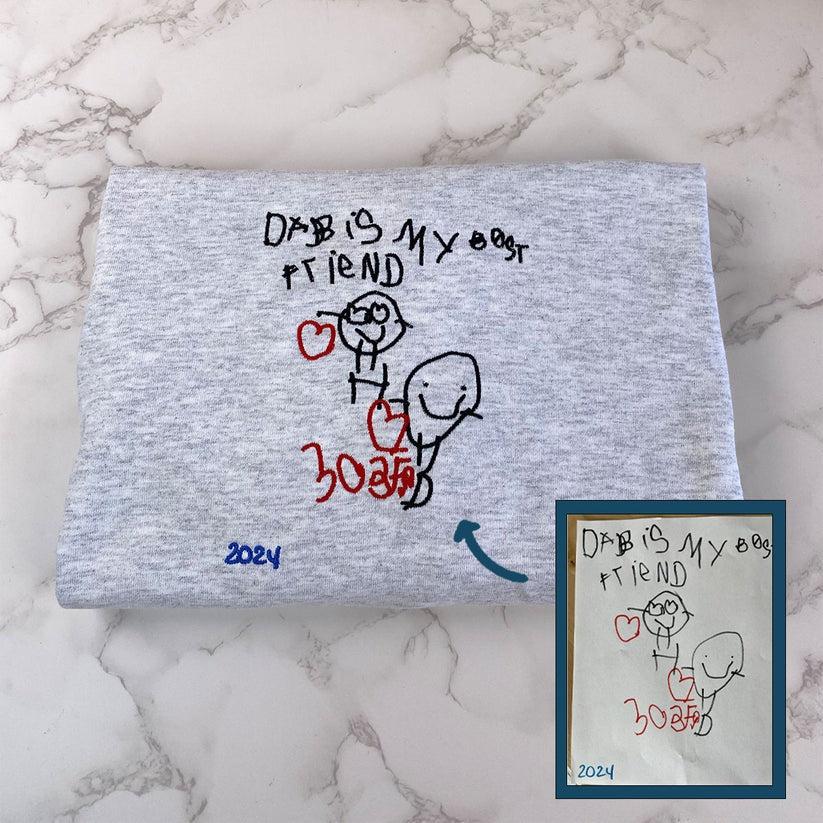 Custom Embroidered Kids Drawing Hoodie from Artwork - Personalized Children's Art Gift