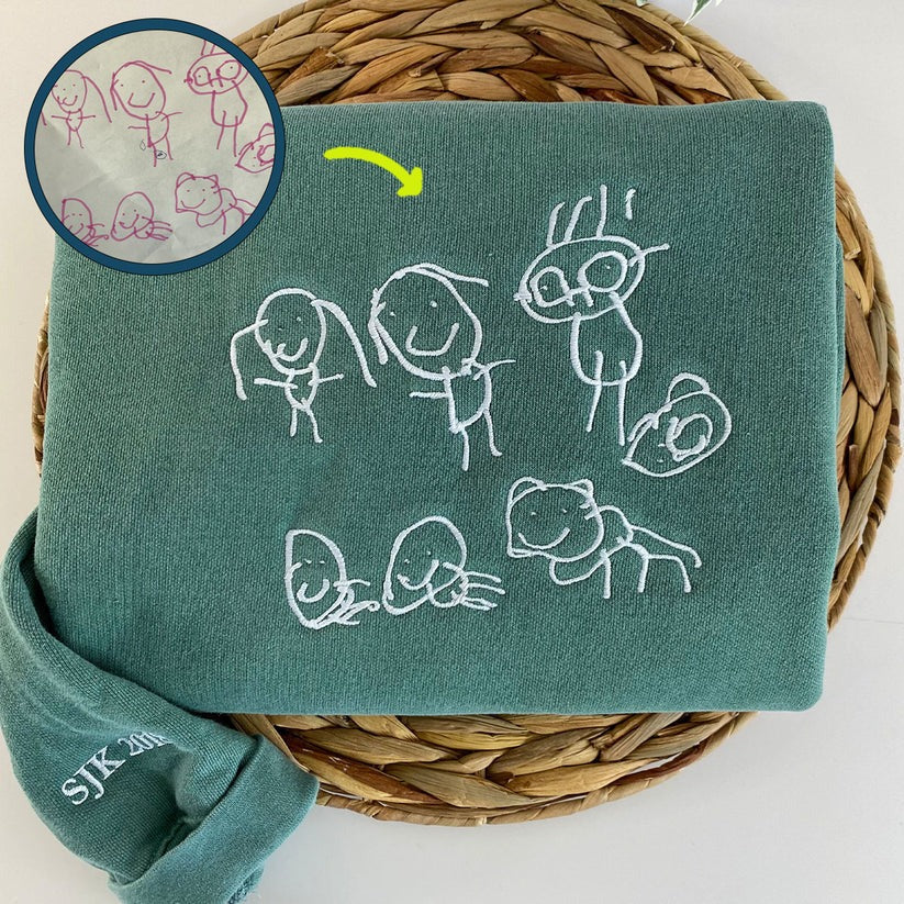 Custom Embroidered Kids Drawing Hoodie from Artwork - Personalized Children's Art Gift