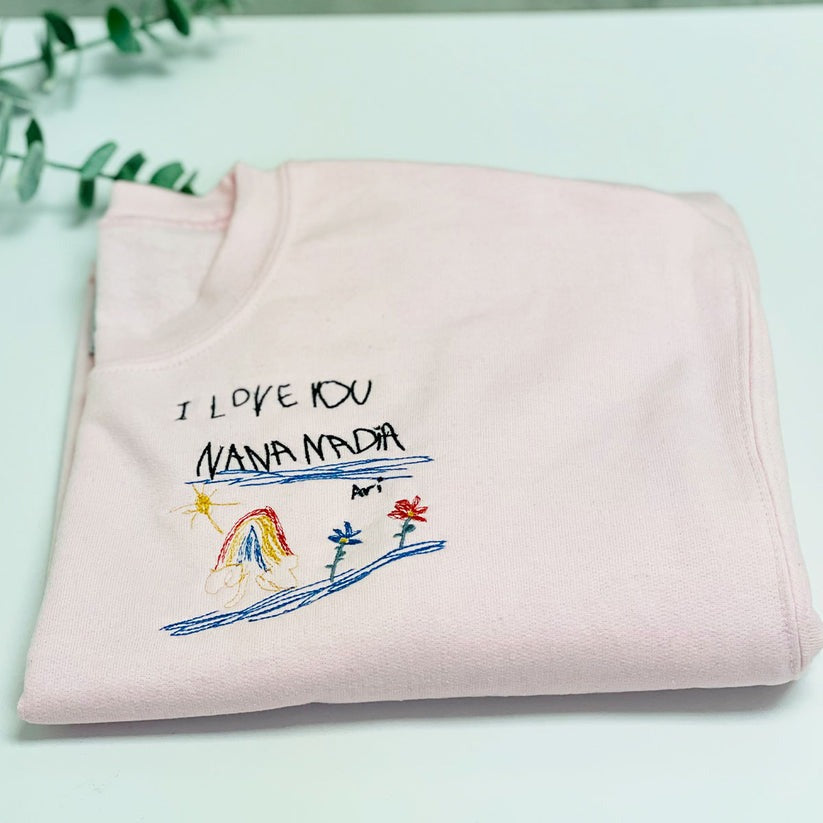 Custom Embroidered Kids Drawing Hoodie from Artwork - Personalized Children's Art Gift