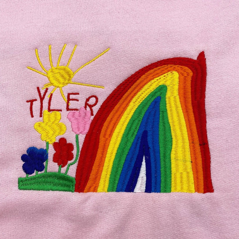 Custom Embroidered Kids Drawing Hoodie from Artwork - Personalized Children's Art Gift