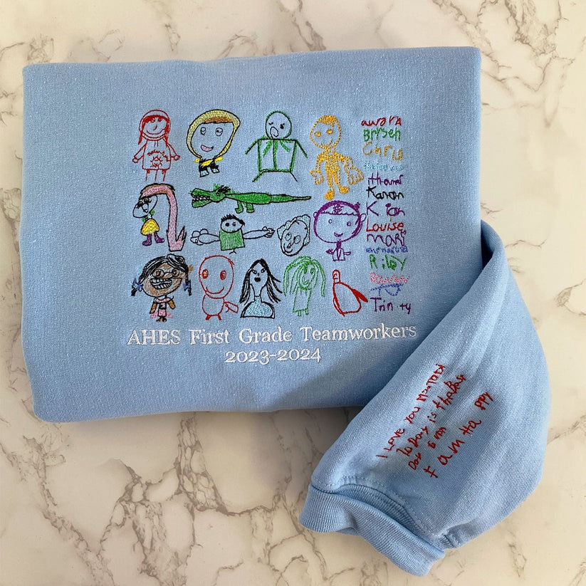 Custom Embroidered Kids Drawing Hoodie from Artwork - Personalized Children's Art Gift