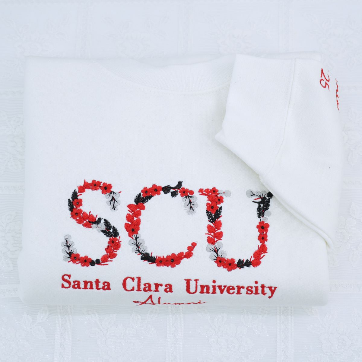 Custom Embroidered College Floral Letter Hoodie - University Freshman Gift
