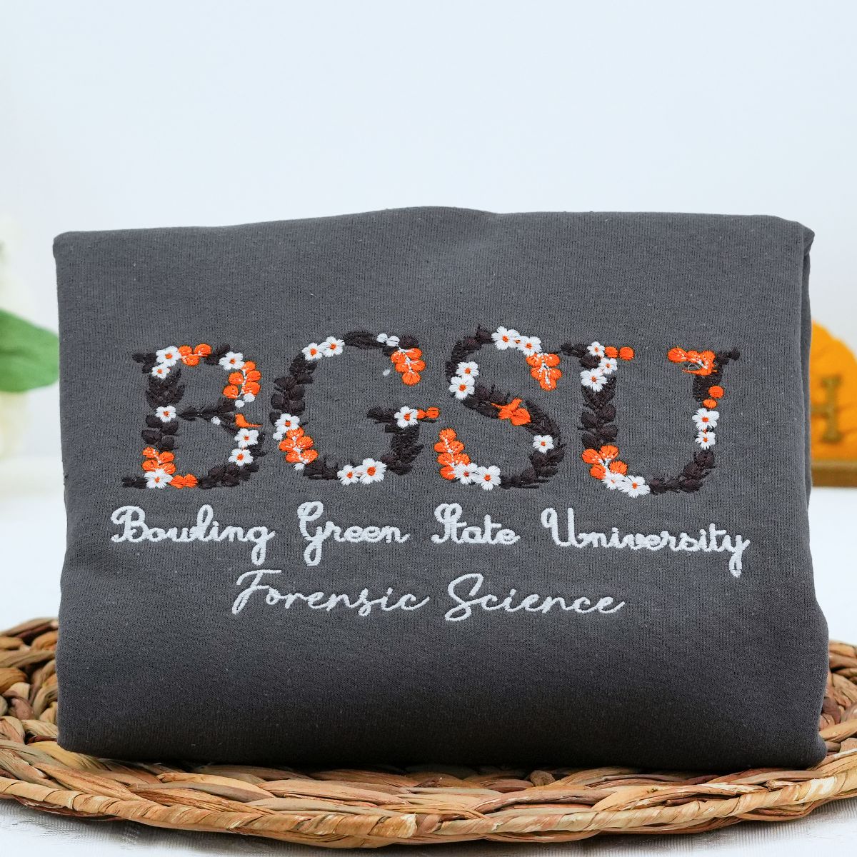 Custom Embroidered College Floral Letter Hoodie - University Freshman Gift